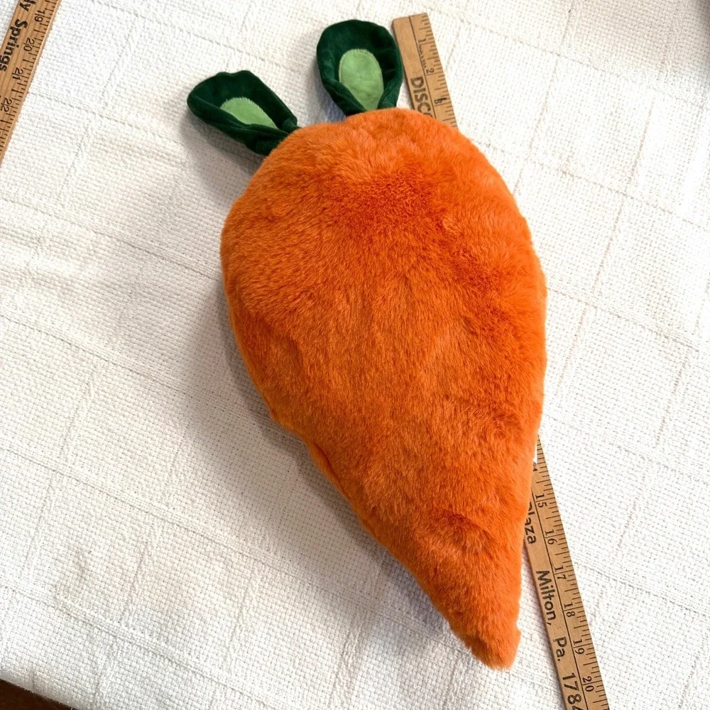 Carrot Plush Pillow Orange Faux Fur Easter Decorative 19